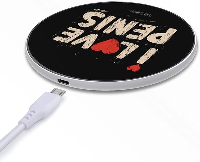I Love Penis Grunge Fast Portable Charger 10W Funny Graphic Phone Charging Pad with USB Cable