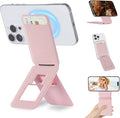 iontech Tripod Phone Wallet Compatible with MagSafe iPhone 17/16/15/14/13/12 Series 3 in 1 Strong Magnetic Phone Holder PU Leather Wallet Lightweight &amp Adjustable Cell Phone Stand (Pink)