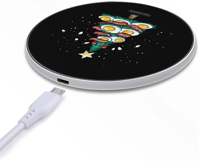 Bacon Christmas Tree Egg Wireless Charger Anti-Slip Wireless Charging Pad Slim Charger Mat for Men Women