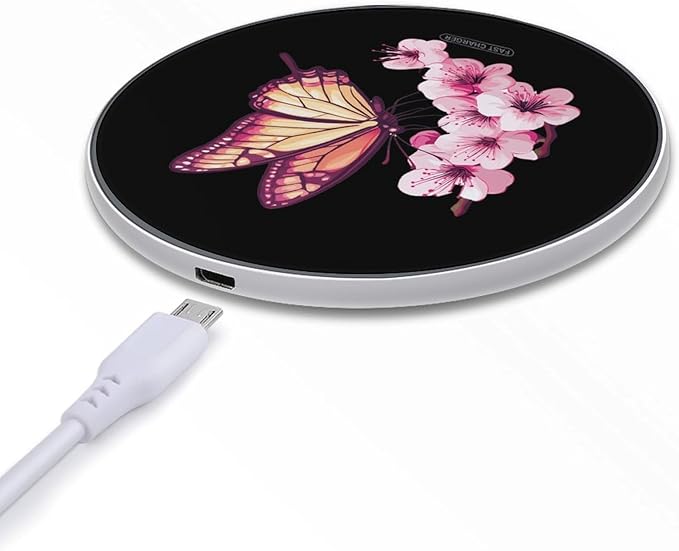 Cherryflowers Butterfly Wireless Charger Anti-Slip Wireless Charging Pad Slim Charger Mat for Men Women