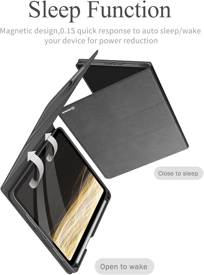 auaua Case for iPad mini 7 (A17 Pro 2024) / iPad mini 6 Case (2021) 8.3 inch with Pencil Holder Multiple Viewing Angles Magnetic Closure Auto Sleep/Wake (Grey)