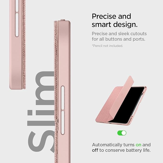 Spigen for iPad Pro 13 inch Case M5/M4 (2025-2024) Urban Fit Protective Premium Fabric Tri-Fold Cover with Pencil Holder Rose Gold