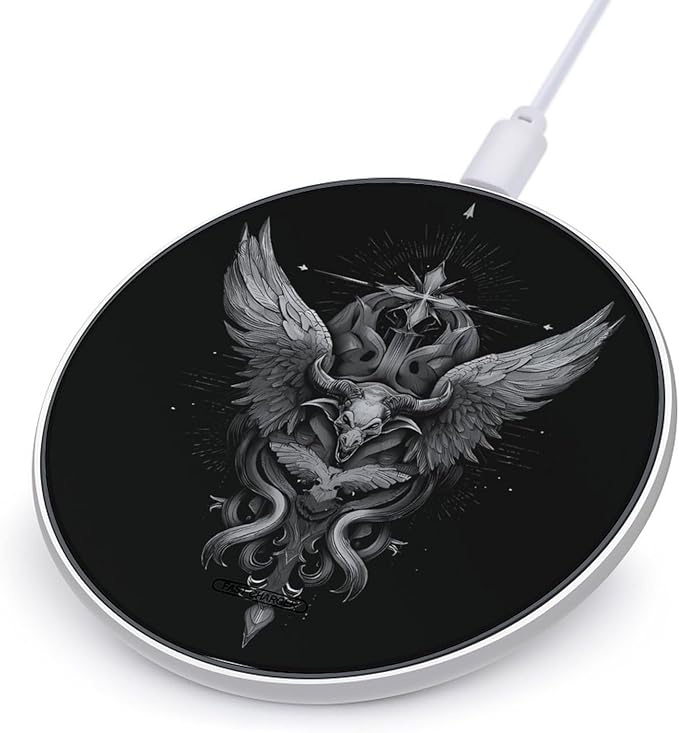 Baphomet Wing Inspired Phone Charger Magnetic Charging Pad Anti-Slip with USB Cable