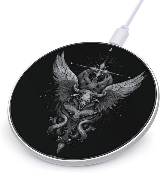 Baphomet Wing Inspired Phone Charger Magnetic Charging Pad Anti-Slip with USB Cable