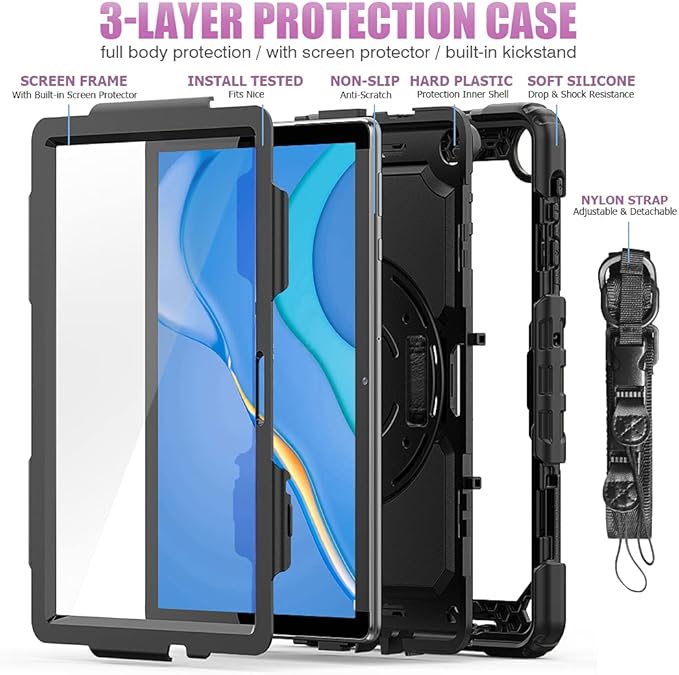 SZKMG Case for Huawei Matepad T10s 10.1/ T10 9.7 with Stand [Screen Protector] Glass Rugged Protective Cover for Huawei Tablet Matepad T 10s 10