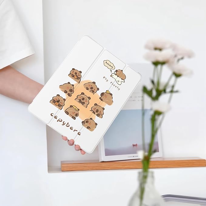 Cute Kawaii Capybara for iPad Pro 11 Inch Case (M5/M4) 2025/2024 with Pencil Holder Auto Sleep/Wake Leather Soft TPU Back Cover