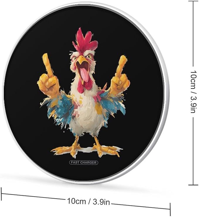 Funny Chicken Fast Portable Charger 10W Funny Graphic Phone Charging Pad with USB Cable