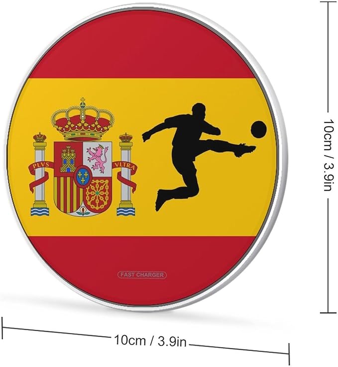 Spain Spanish Flag Soccer Shooting Phone Charger Magnetic Charging Pad Anti-Slip with USB Cable