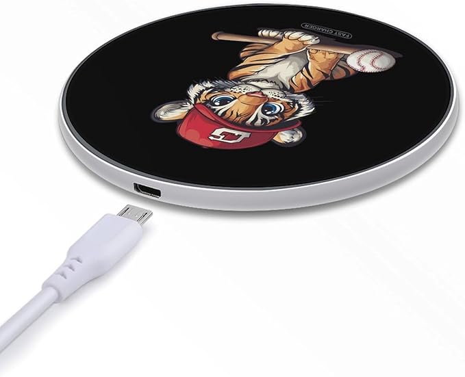 Tiger Baseball Wireless Charger Anti-Slip Wireless Charging Pad Slim Charger Mat for Men Women
