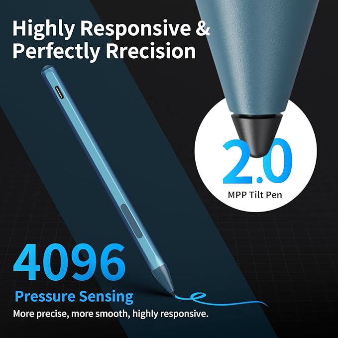 Stylus Pen for ASUS Transformer/Mini/ASUS Zenbook Flip/Pro/ASUS Vivobook Flip/Pro/Duo/ASUS Notebook Rechargeable MPP 2.0 Tilt Active Pen with 4096 Pressure Sensitivity Tpye-c Charge Blue
