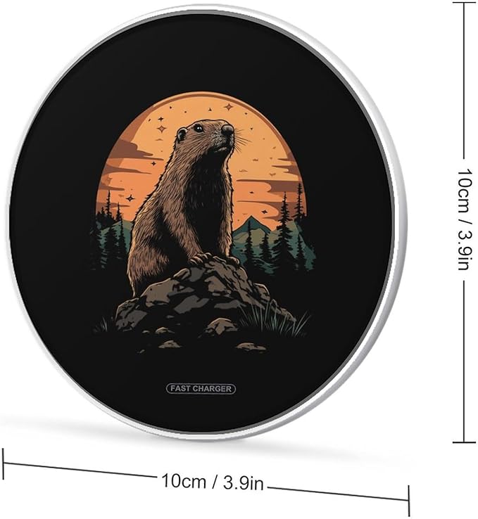 Funny Groundhoges Wireless Charger Anti-Slip Wireless Charging Pad Slim Charger Mat for Men Women