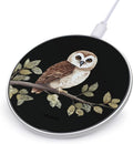 Owl Sitting on Tree Branch Fast Portable Charger 10W Funny Graphic Phone Charging Pad with USB Cable