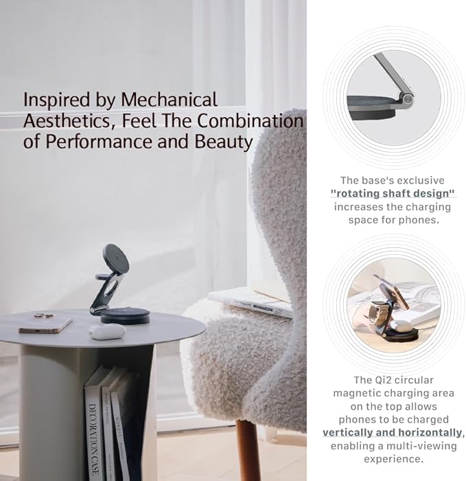 ADAM elements Mag 360 Qi2 3-in-1 Foldable Magnetic Charging Station 15W Fast Wireless Charger for iPhone 17 16 15 14 13 12 Series Apple Watch &amp AirPods