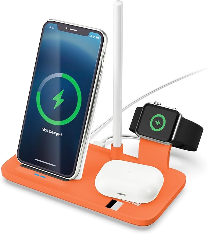 SOAR NCAA 4-in-1 Wireless Charging Docking Station: Fast Charge for iPhone Apple Watch Air Pods &amp Apple Pencil