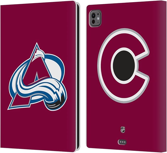 Head Case Designs Officially Licensed NHL Plain Colorado Avalanche Leather Wallet Case Compatible with Apple iPad Pro 11 M4/M5 2024/2025