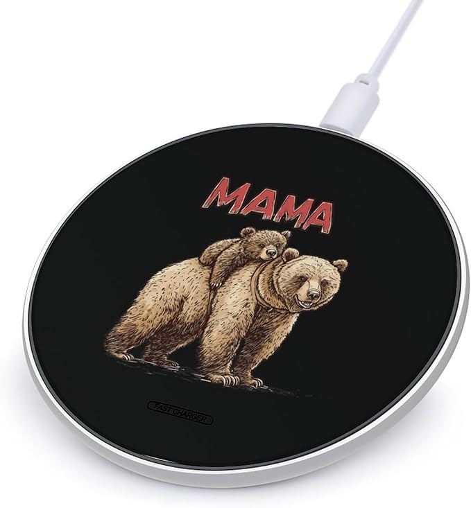 Mama Bear Wireless Charger Anti-Slip Wireless Charging Pad Slim Charger Mat for Men Women
