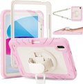 Case for iPad 10th Generation 10.9inch 2022with Built-in Screen Protector and KickstandHand StrapShoulder Strap for New Apple iPad 10.9 Inch(Pink/Beige)