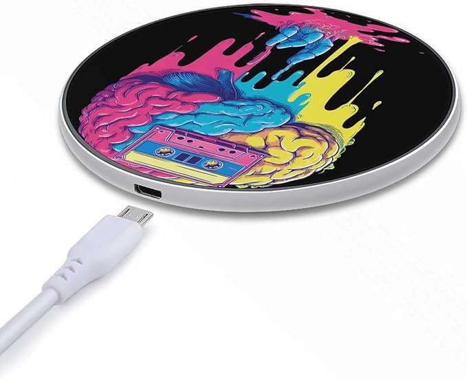Music Brain Cassette Tape Phone Charger Magnetic Charging Pad Anti-Slip with USB Cable