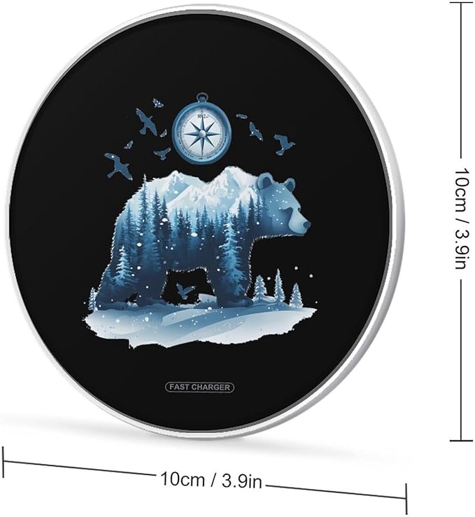 Forests Bear Wildlife Animal Wireless Charger Anti-Slip Wireless Charging Pad Slim Charger Mat for Men Women