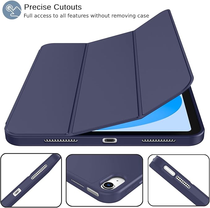 iMieet (A16) Case 11-Inch 2025 / 10th Generation Case 10.9 Inch 2022 with Pencil Holder Trifold Stand Smart Cover with Soft TPU BackAuto Wake/Sleep(Dark Blue)