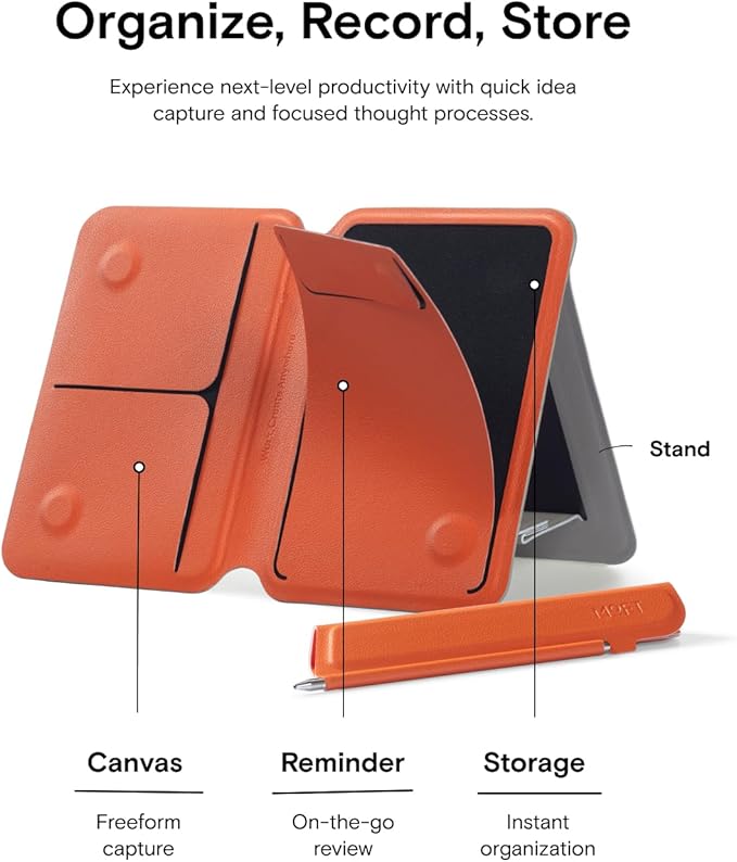 MOFT Action Inspiration MagSafe Phone Stand Magnetic Notepad Stand Compatible with iPhone 16 Series and Other Phones with Two Types of Notepad and Magnetic Invisible Pen Taupe + Sunrise