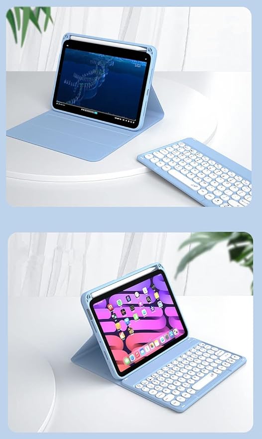 Keyboard Case Compatible with iPad mini A17 Pro/iPad mini 6th Generation Keyboard Case Round Button Detachable BT Color Keyboard Cover(Mint Green)