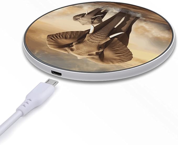 Elephant and Baby Elephant Wireless Charger Fast Wireless Charging Pad with USB Cable 10W Anti-Slip Magnetic Wireless Charger Portable Slim Charger Puck Travel Charging Station