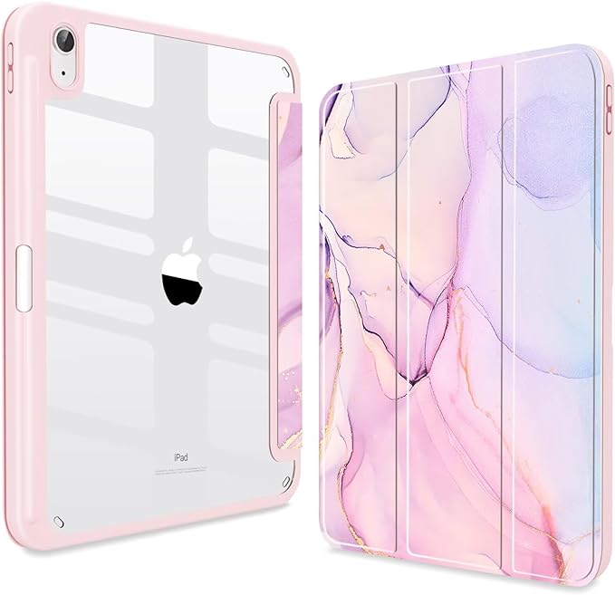 CISSOOK Case for iPad 11 Inch 2025 (A16) / 10.9 inch iPad 10th Generation 2022 with Apple Pencil Holder Auto Wake/Sleep Blush &amp Lavender Marble Shockproof Cover
