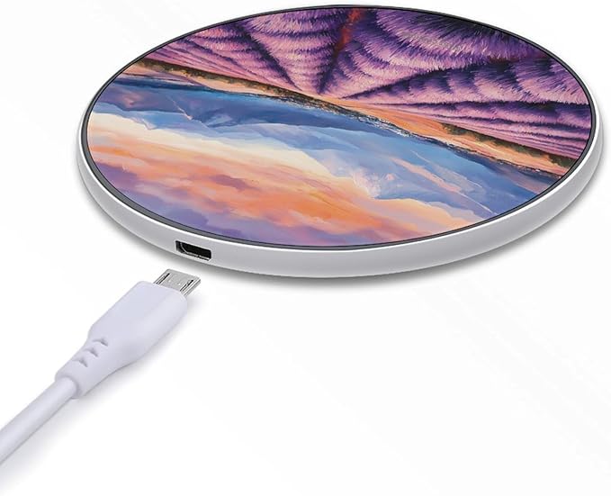 Lavender Flowers Landscape Wireless Charger Anti-Slip Wireless Charging Pad Slim Charger Mat for Men Women
