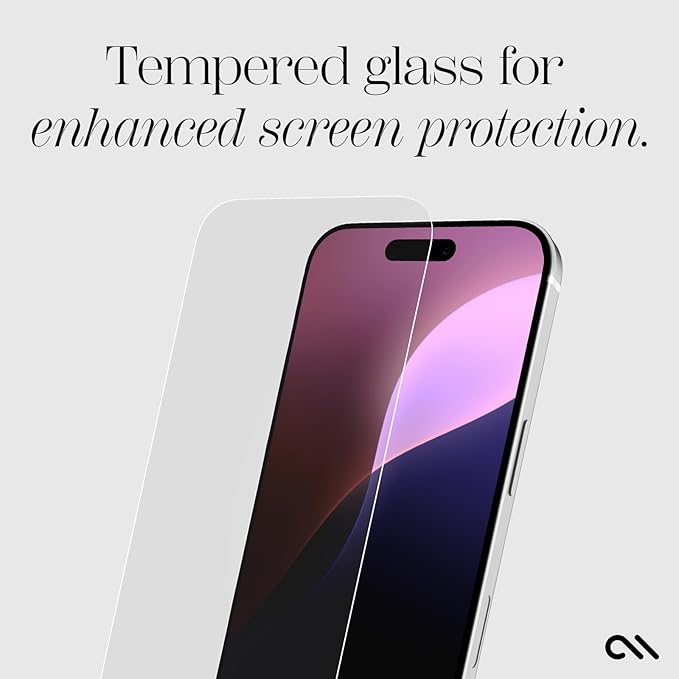 Case-Mate iPhone 16 Screen Protector - Anti-Scratch Tempered Glass with Shatter Protection - Slim Durable 9H Glass with Touch Sensitivity Ultra High Clarity Case Friendly and Easy to Apply - Clear