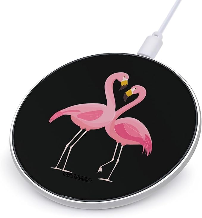 Flamingos Heart Fast Portable Charger 10W Funny Graphic Phone Charging Pad with USB Cable