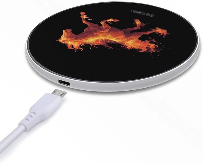 Horse with Flame Fast Portable Charger 10W Funny Graphic Phone Charging Pad with USB Cable