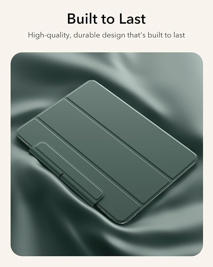 ESR for iPad Air 13 Inch Case M4/M3/M2 (2026/2025/2024) iPad Pro 12.9 Case Powerful Magnetic Attachment Slim Trifold Stand Case Supports Pencil Pro &amp Pencil (USB-C) Rebound Series Green