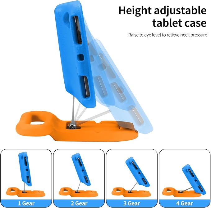 Kids Case for iPad mini 7 (A17 Pro) 2024 /iPad Mini6 2021Adjustable Portrait/Landscape Stand//Drop Proof with Handle/KickstandChild Friendly Case for iPad mini 7th/6th Gen 8.3inch (Blueorange)