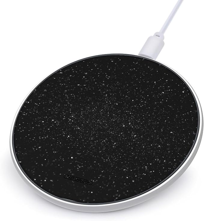 Black Glitter Wireless Charger Fast Wireless Charging Pad with USB Cable 10W Anti-Slip Magnetic Wireless Charger Portable Slim Charger Puck Travel Charging Station