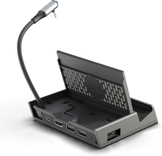 Skull &amp Co. x Savage Raven SteamDock PRO: A Compact and Portable Dock with Detachable USB Hub HDMI TV Adapter for Steam Deck ROG Ally &amp Other Devices (for Switch OLED Smartphone Laptop) - Bl