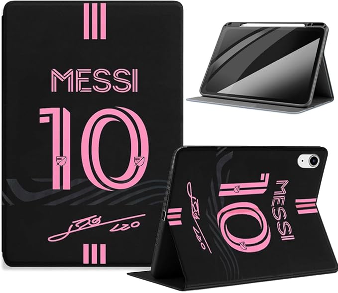 ZERMU Case for iPad (A16) 11th/10th Generation 11''/10.9'' (2025/2022) Mess%i #10 Miam%i Soccer Shockproof Magnetic Cover [Auto Sleep/Wake] with Pencil Holder