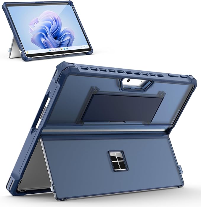 MoKo Case for Microsoft Surface Pro 11 Surface Pro 10 Surface Pro 9 13 Inch All-in-One Rugged Cover with Kickstand Protective Case Compatible with Type Cover KeyboardBlue