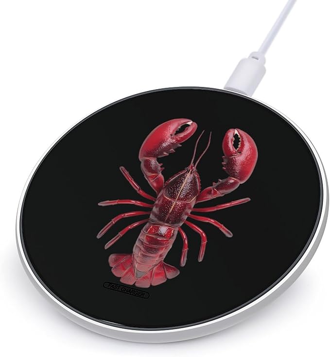 Red Lobsters Fast Portable Charger 10W Funny Graphic Phone Charging Pad with USB Cable