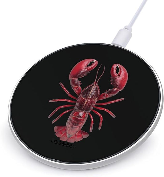 Red Lobsters Fast Portable Charger 10W Funny Graphic Phone Charging Pad with USB Cable