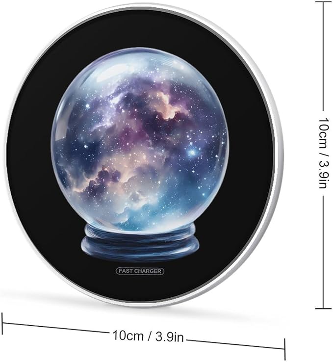Crystal Ball Cosmos Galaxy Fast Portable Charger 10W Funny Graphic Phone Charging Pad with USB Cable