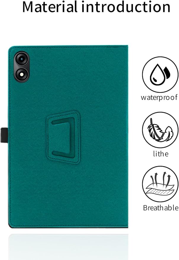 for TABWEE T60 Pro/VekfulPC T60 Pro 13.4 Inch Android Tablet CaseBOVUGAC Folding Stand Protective Cover with Pencil Holder and Wrist StrapFull Protection Premium PUScratch Resistant(Green)