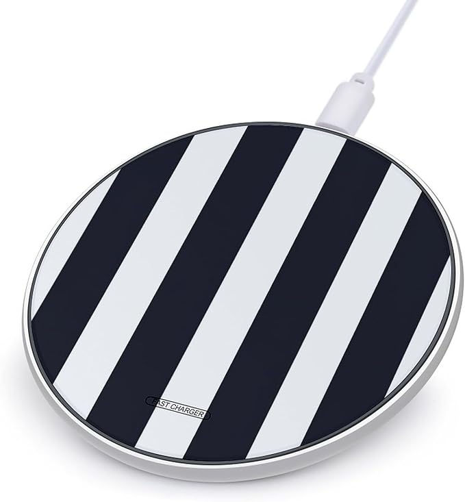 Navy Stripe Wireless Charger Anti-Slip Wireless Charging Pad Slim Charger Mat for Men Women