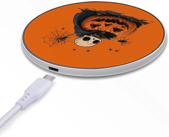 Halloween Costume Pumpkin Skeleton Wireless Charger Anti-Slip Wireless Charging Pad Slim Charger Mat for Men Women