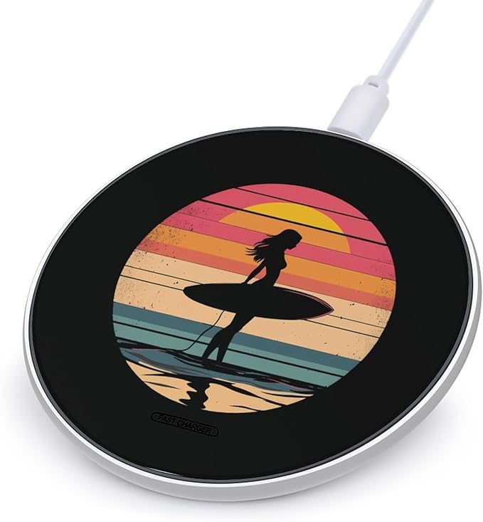 Surfer Women California-Surfing Surf Wireless Charger Anti-Slip Wireless Charging Pad Slim Charger Mat for Men Women