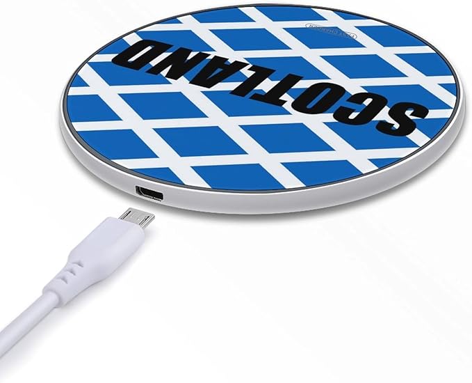 Stitched Scottish Flag Fast Portable Charger 10W Funny Graphic Phone Charging Pad with USB Cable