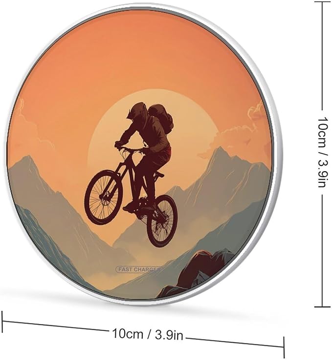 Mountain Sunset Bike Biker Rocks Phone Charger Magnetic Charging Pad Anti-Slip with USB Cable