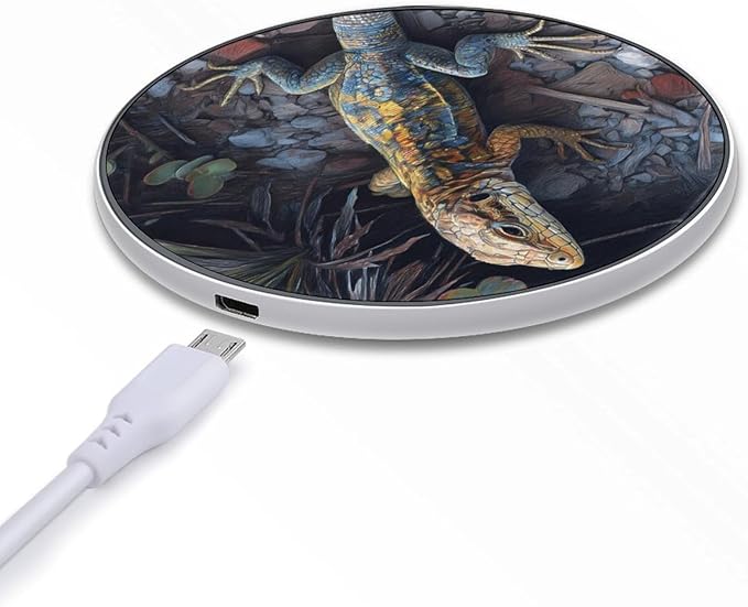 Colorful Lizard Fast Portable Charger 10W Funny Graphic Phone Charging Pad with USB Cable