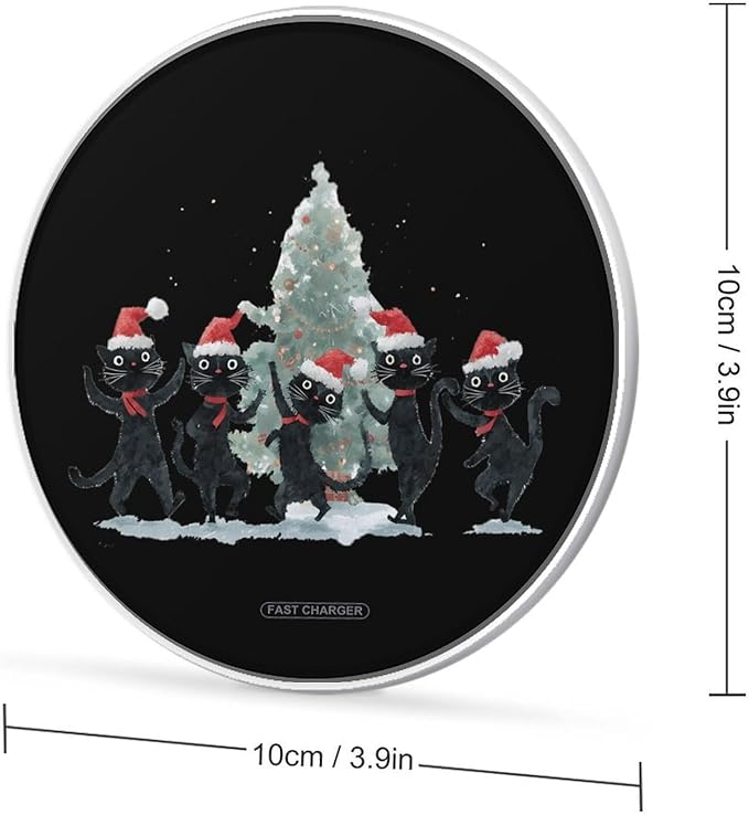 Christmas Tree Cat Dancing Phone Charger Magnetic Charging Pad Anti-Slip with USB Cable