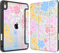 May Chen Case for iPad Air 13 Inch M4 2026 M3 2025 M2 2024 [Built-in Pencil Holder] Shockproof Cover with Clear Transparent Back Shell Auto Sleep/Wake Cover Wild Flowers